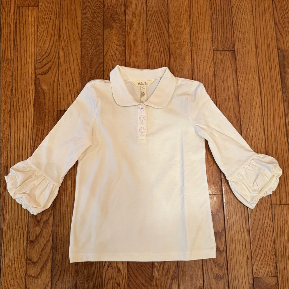Matilda Jane Ivory Button Down Shirt with Ruffle Cuffs